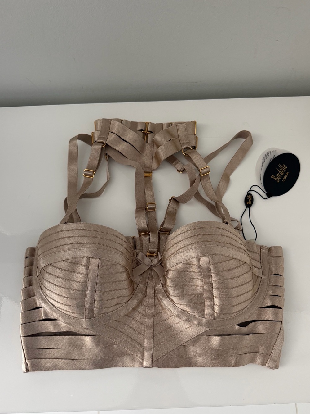 Bordelle Sculpted Taupe Bandage Harness Top